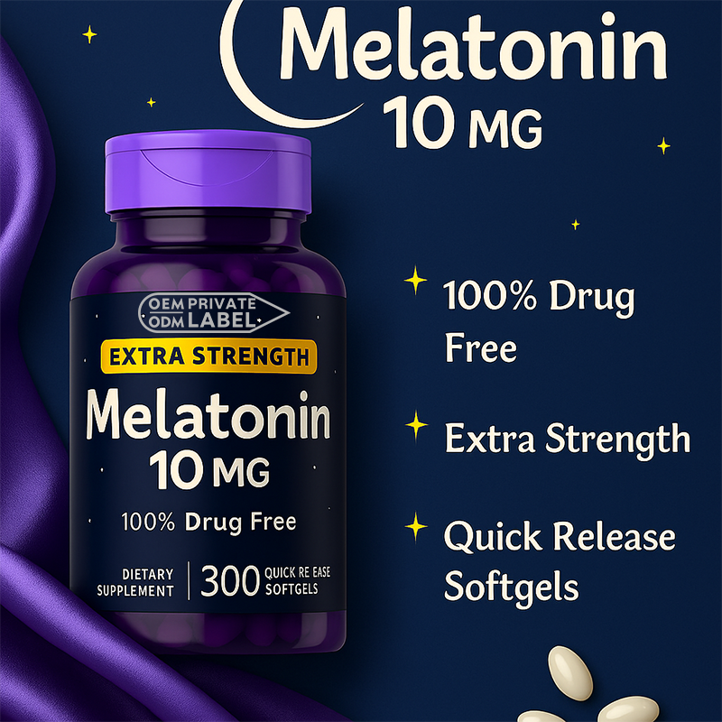 Melatonin Softgel Capsules Factory - 100% Natural for Better Sleep Adult Use