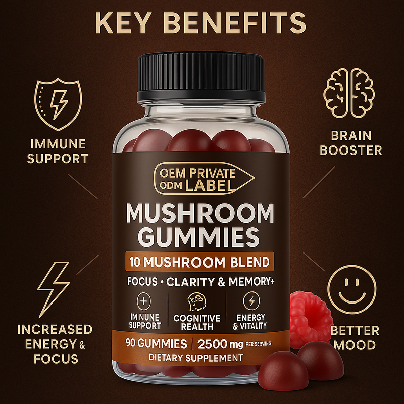 Mushroom Gummies Supplier - Organic Mushroom Complex Vegan Cordyceps Reishi
