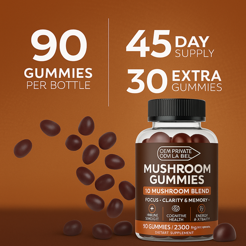 Mushroom Gummies Supplier - Organic Mushroom Complex Vegan Cordyceps Reishi