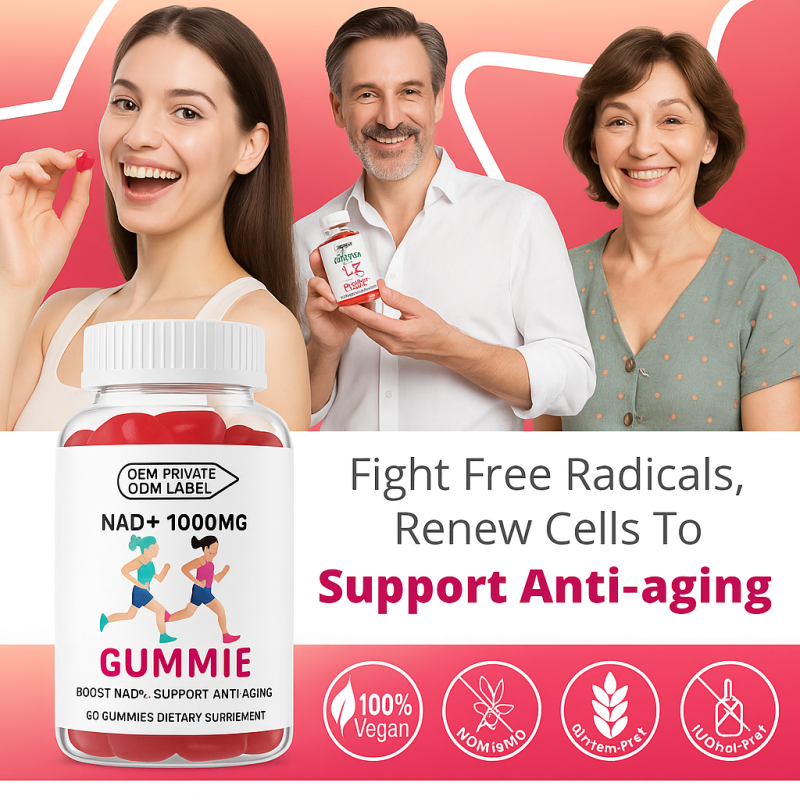 NAD+ Gummies Supplier - OEM Custom 1000mg NAD+ Supplement Sugar Free