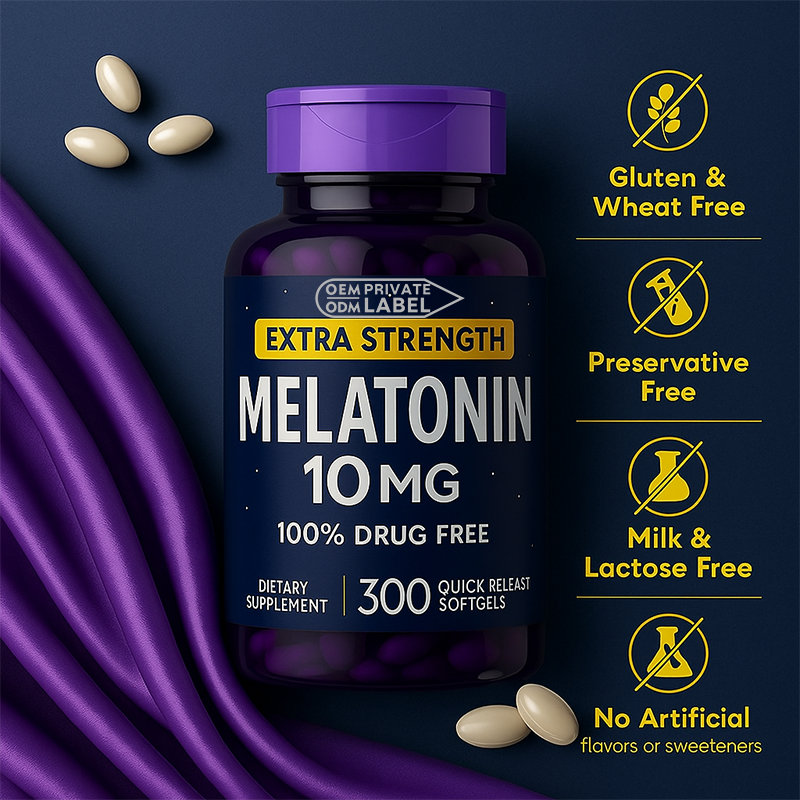 Melatonin Softgel Capsules Factory - 100% Natural for Better Sleep Adult Use