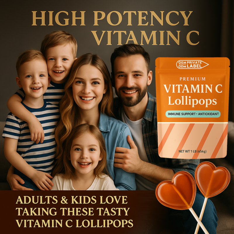 Vitamin C Lollipop Supplier - Hot Sale Private Label Vegan Heart-Shaped