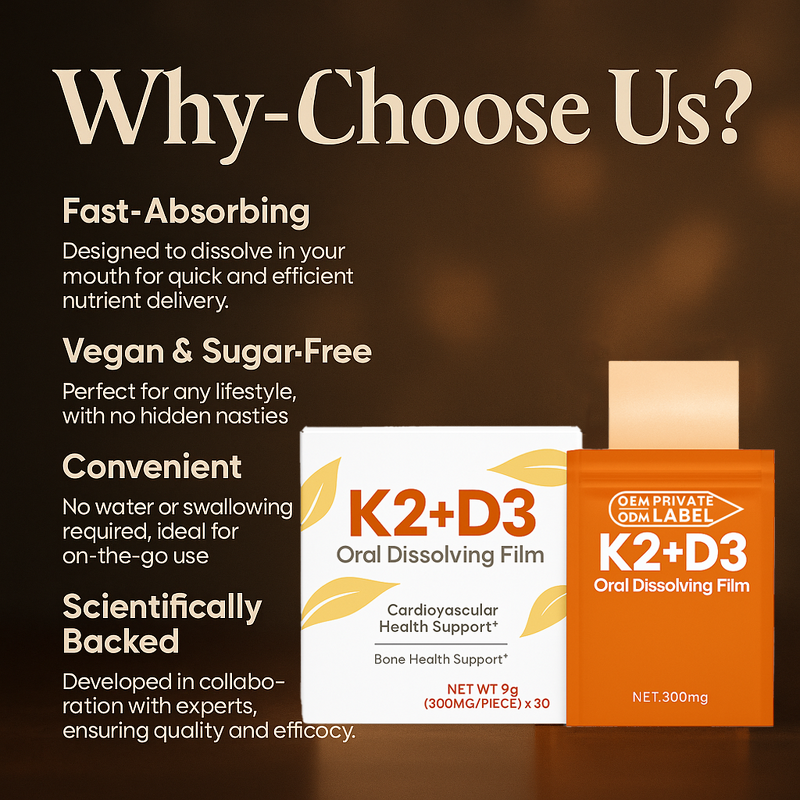 Oral Dissolving Strip Supplier - Factory Direct Supply Vitamin D3 K2 Bone