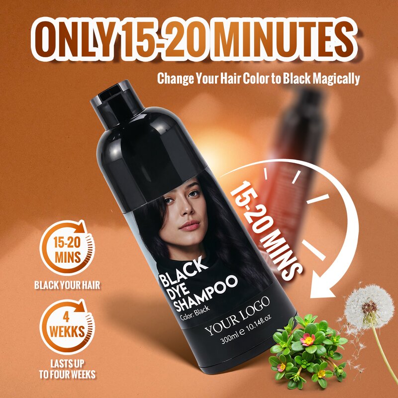 Hair Dye Shampoo Manufacturer - OEM/ODM 3 in 1 for Gray Hair Natural Long-Lasting Black Coloring