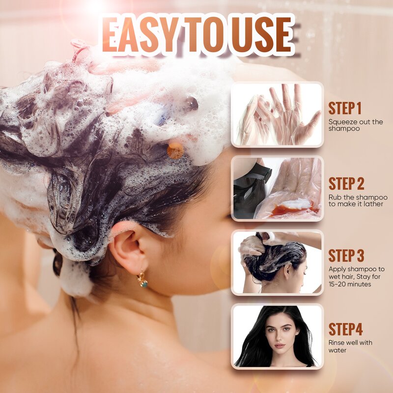 Hair Dye Shampoo Manufacturer - OEM/ODM 3 in 1 for Gray Hair Natural Long-Lasting Black Coloring
