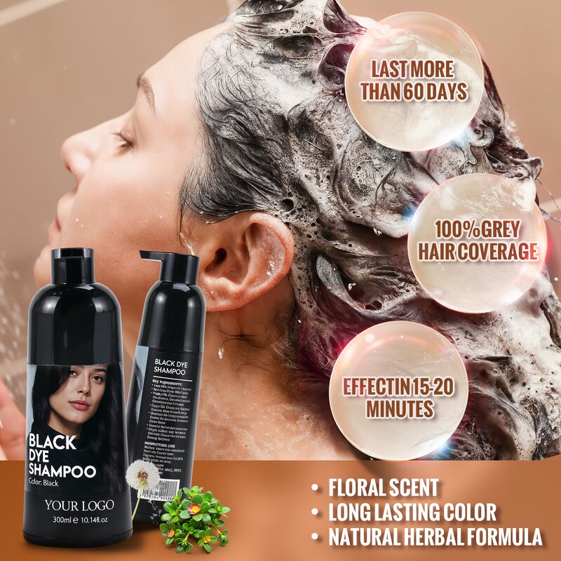 Hair Dye Shampoo Manufacturer - OEM/ODM 3 in 1 for Gray Hair Natural Long-Lasting Black Coloring