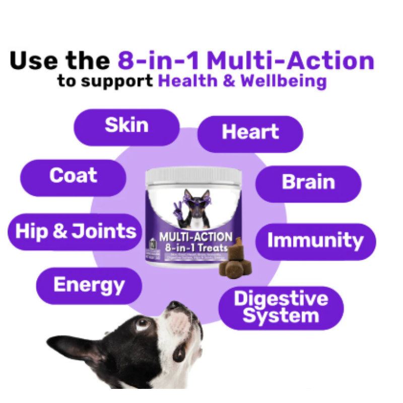 Pet Multivitamin Chews Supplier - OEM 8-in-1 with Glucosamine Salmon Oil