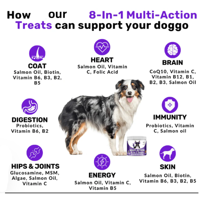 Pet Multivitamin Chews Supplier - OEM 8-in-1 with Glucosamine Salmon Oil