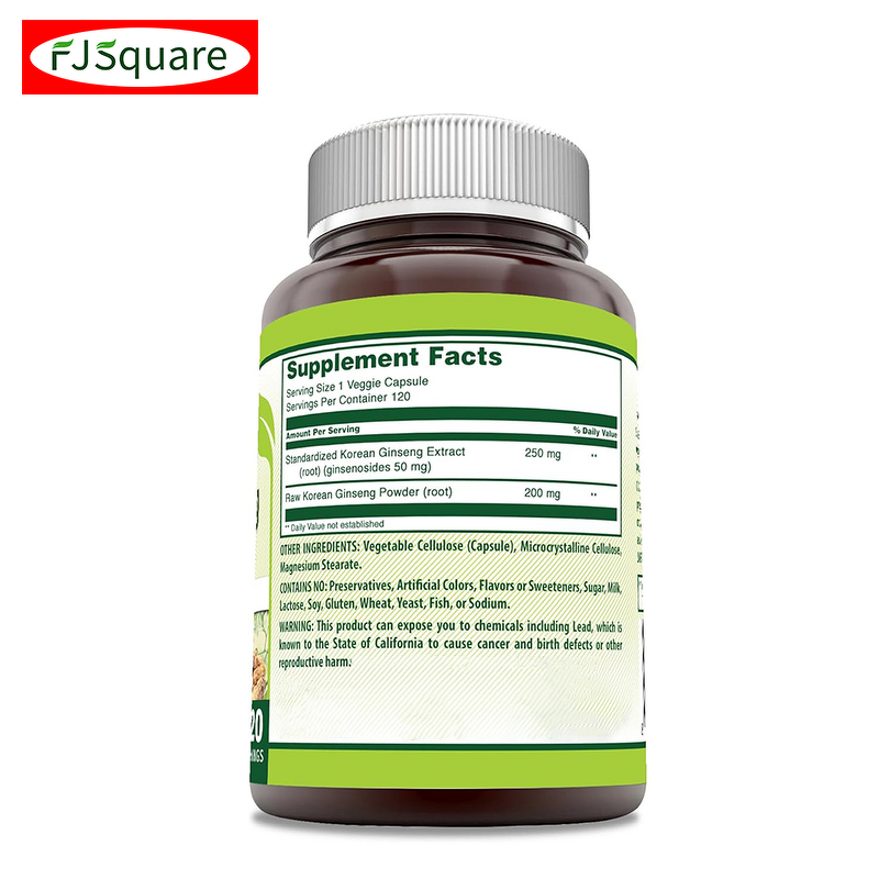 Panax Ginseng Extract Capsules Supplier - OEM Vegan Boost Energy Stamina Focus