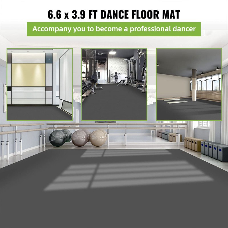 Dance Floor Roll Manufacturer - 6.6x3.9ft PVC Vinyl Black Grey Reversible Portable