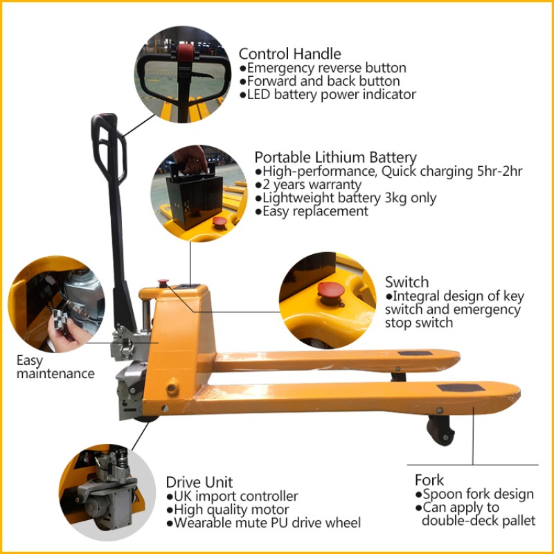 Semi Electric Pallet Truck Factory - 1500-2000kg Battery Operated