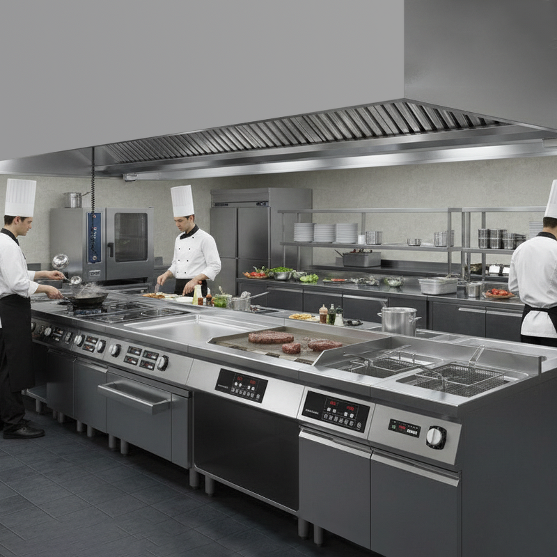 Modular Cooking Equipment Supplier - 4 Burner Stainless Steel Induction Griddle Fryer