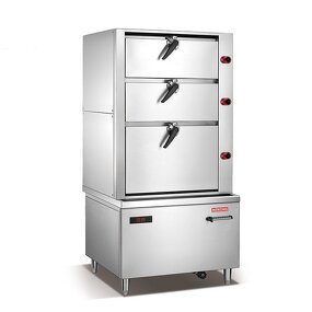 Seafood Steamer Cabinet Supplier - 3 Deck Induction Steamer for Rice Fish Vegetable