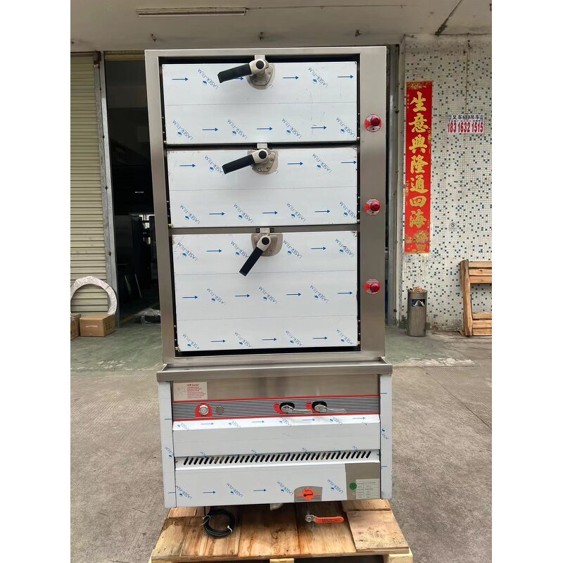 Gas Steam Cabinet Supplier - Energy-Saving 3-Layer Stainless Steel Rice Seafood
