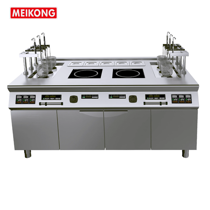 Pasta Cooker Supplier - Lift-up 6 Basket Dual Burner Induction Noodle Boiler