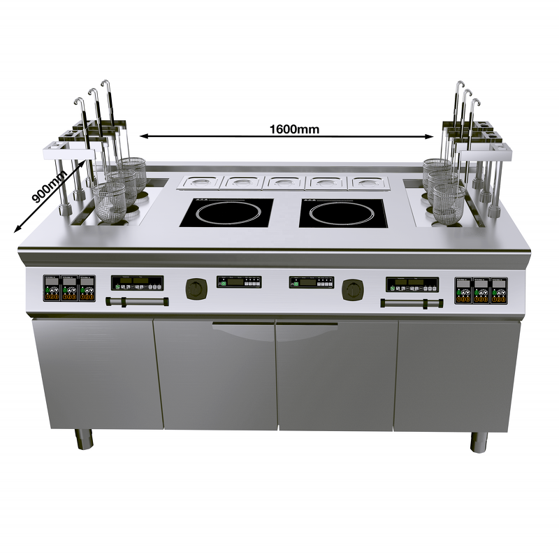 Pasta Cooker Supplier - Lift-up 6 Basket Dual Burner Induction Noodle Boiler