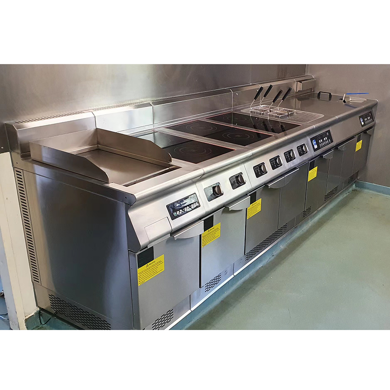 Modular Cooking Equipment Supplier - 4 Burner Stainless Steel Induction Griddle Fryer