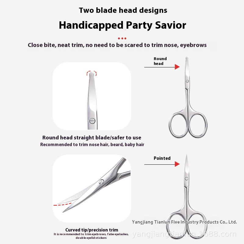 Factory Stainless Steel Small Scissors for Nose Hair and Eyebrow Trimming Sharp Manicure Scissors Makeup Beauty Household Tool