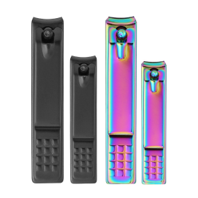 Black Carbon Steel Oblique Nail Clipper Single Dead Skin Manicure Scissors Curved Blade Large Small Nail Clippers for Fingers