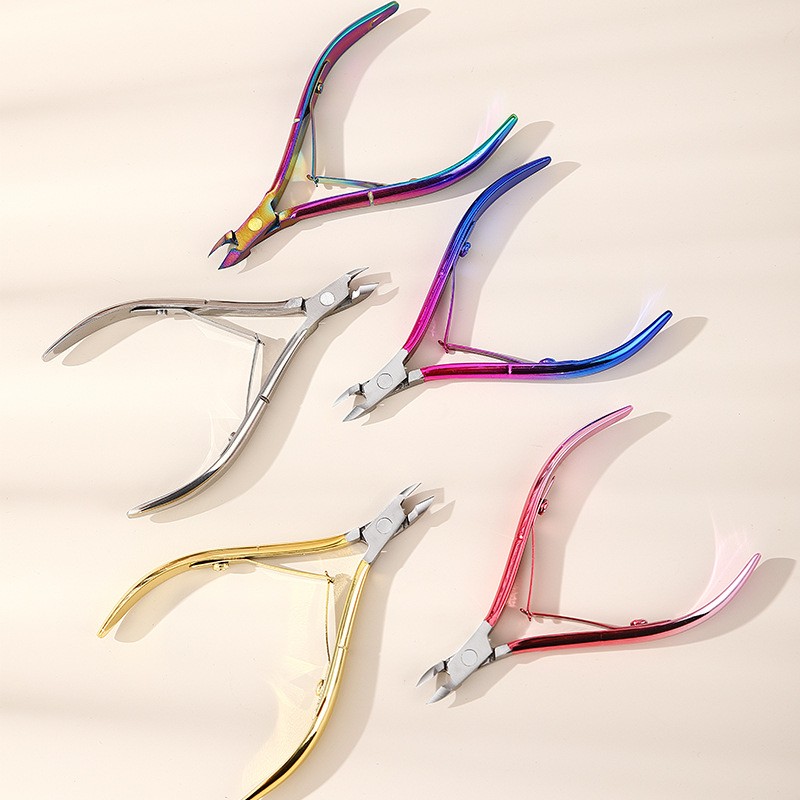 Factory Direct Dead Skin Scissors Colorful Gold Manicure Pliers Cuticle Nippers with  Stainless  Handle Beauty Barbs Nail Tools