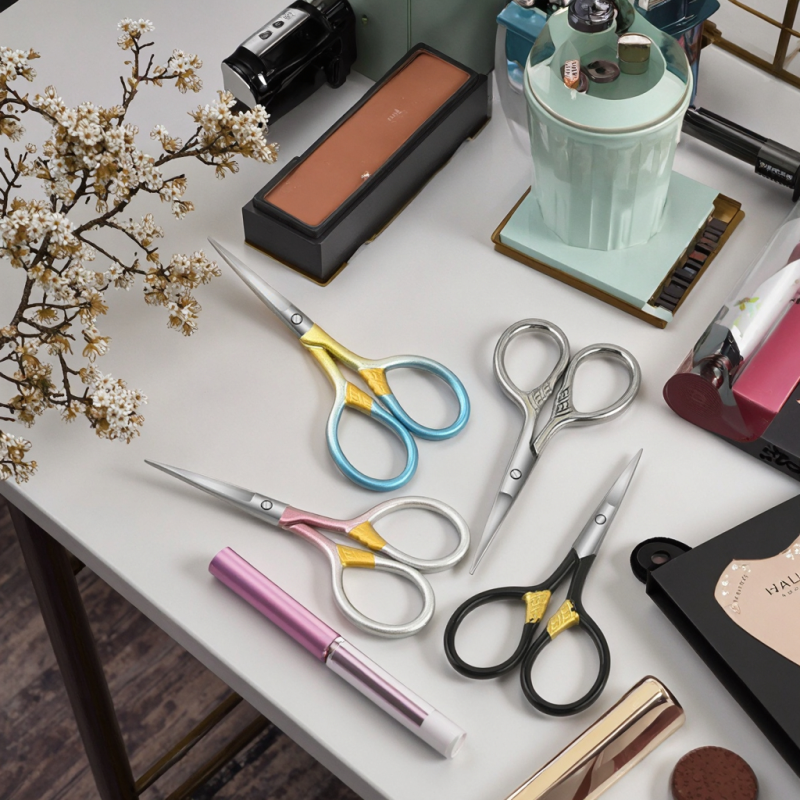 Convenient Stainless Steel Pointed Eyebrow Trimming Scissors Small Household Makeup Scissors for Nose Hair Eyelash Scissors