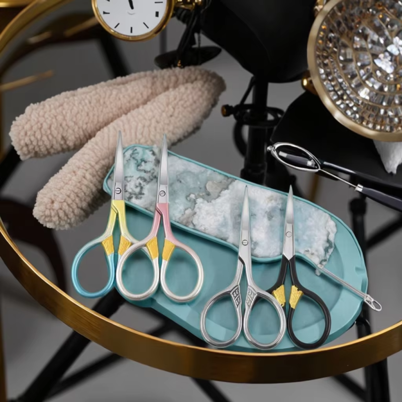 Convenient Stainless Steel Pointed Eyebrow Trimming Scissors Small Household Makeup Scissors for Nose Hair Eyelash Scissors