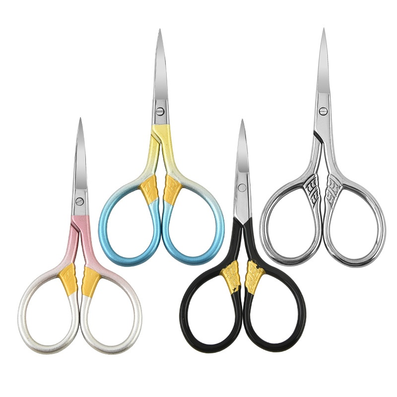 Convenient Stainless Steel Pointed Eyebrow Trimming Scissors Small Household Makeup Scissors for Nose Hair Eyelash Scissors
