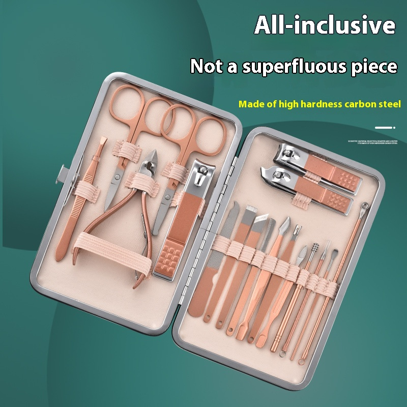 High Quality 18-Piece Stainless Steel Manicure Care Set Dead Skin Scissors Diagonal Nail Clippers Personal Care Tools Cute Style