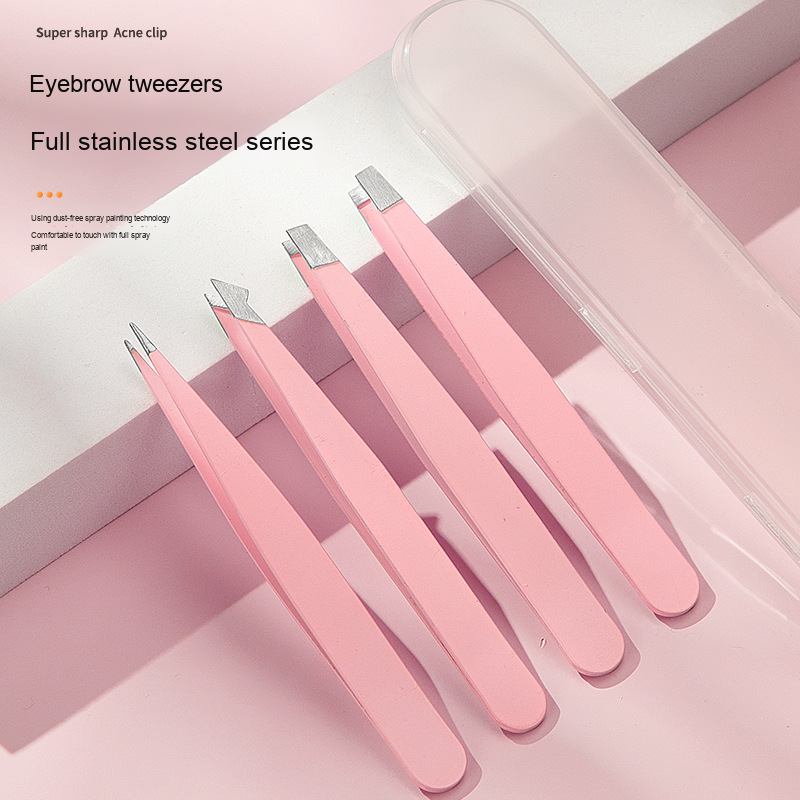 Stainless Steel Eyebrow Tweezers Set for Trimming Grafting False Eyelashes Beard Plucking Includes Eyebrow Pliers Eyebrow Clips