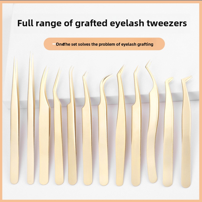 High Quality Eyelash Curlers Grafting Eyelash Tweezers  High-precision False Eyelash Extended Tweezers Flowering Pearls Gold