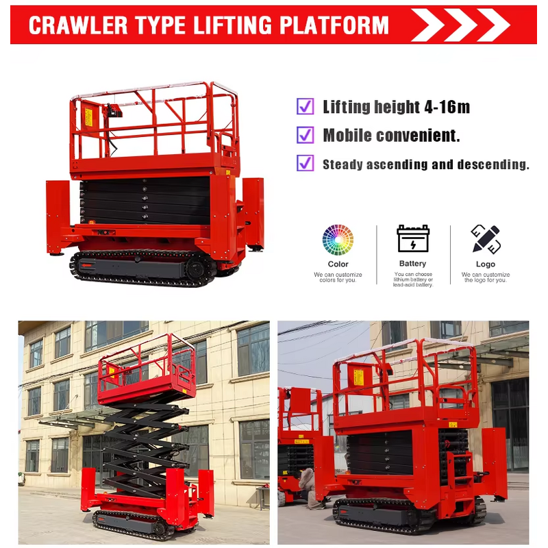 Battery Scissor Lift Factory - Powered 6-12m Skylift Mobile Crawler Self Propelled