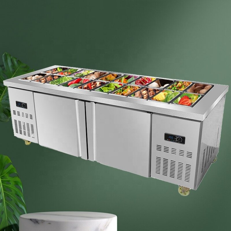 Salad Table Factory - Commercial Refrigerated Salad Stand Fresh-Keeping Slotted
