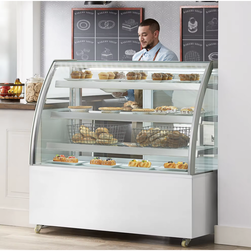 Bakery Display Cooler Factory - Vertical Right Angle White Air Cooling with LED