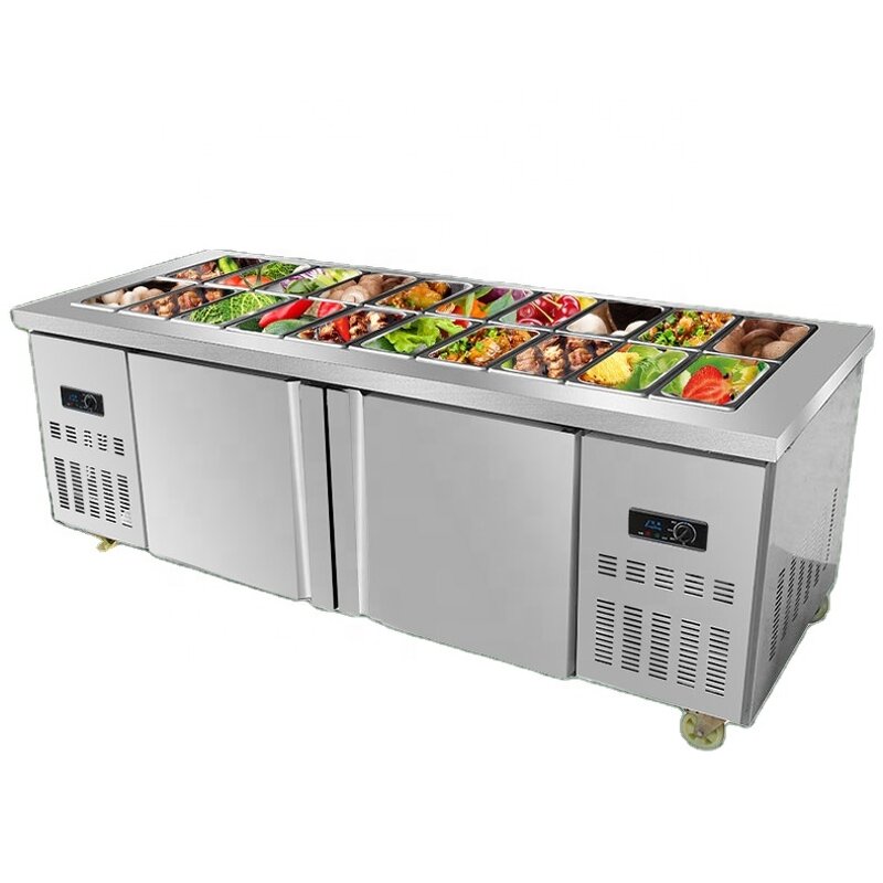Salad Table Factory - Commercial Refrigerated Salad Stand Fresh-Keeping Slotted