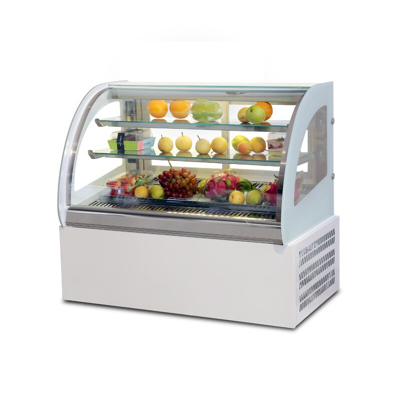 Cake Display Cooler Factory - White Right Angle Air-Cooled Commercial Refrigerated