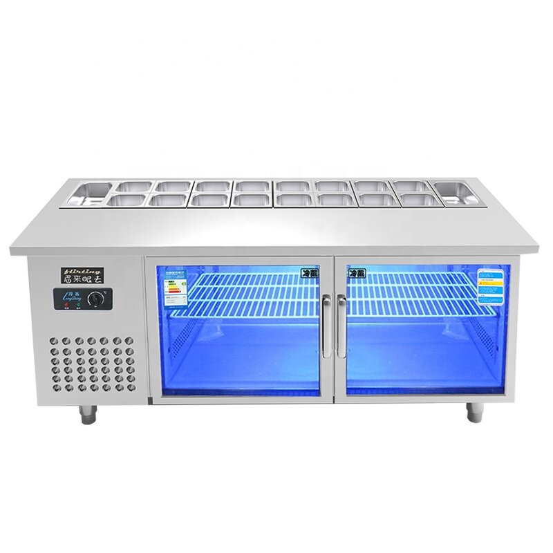 Salad Table Factory - Commercial Refrigerated Salad Stand Fresh-Keeping Slotted