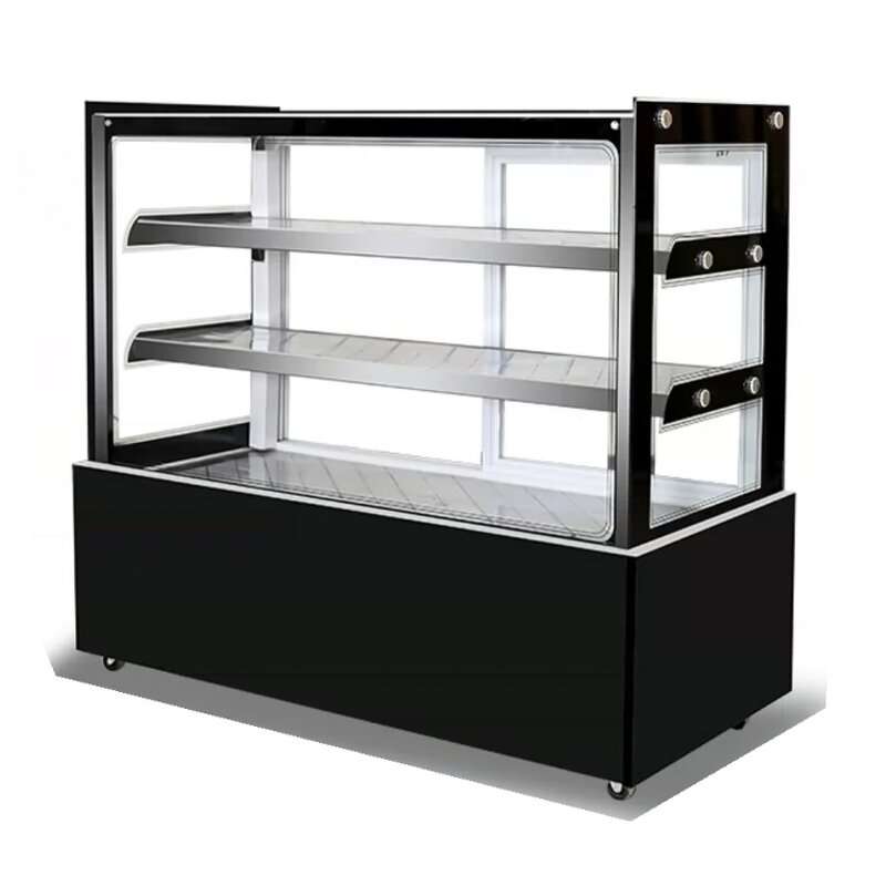 Refrigerated Bakery Display Manufacturer - Single-Temperature Black Vertical Cake Cabinet LED