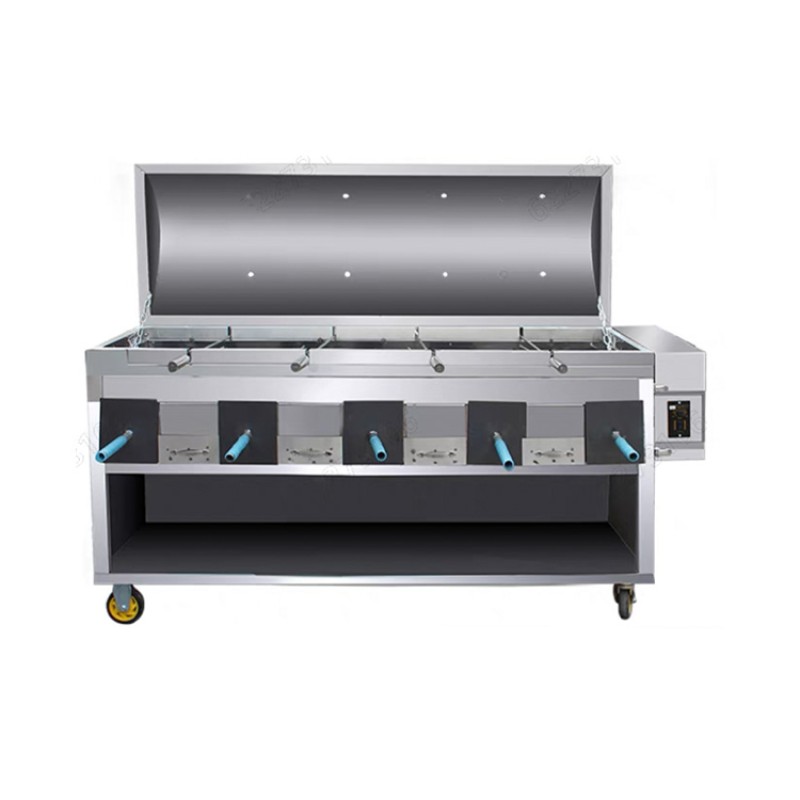 Roasting Stove Factory - Eight-head Stainless Steel Leg of Lamb Movable Cart