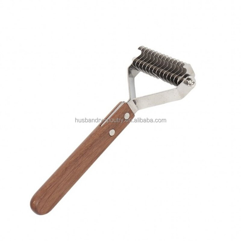 Pet Shedding Comb Supplier - 26 Blade Wood Handle Curry Comb