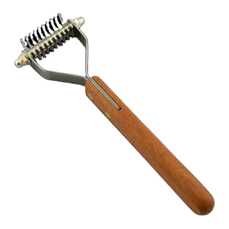 Pet Dematting Comb Supplier - 10 Blade Wood Handle for Matted Hair
