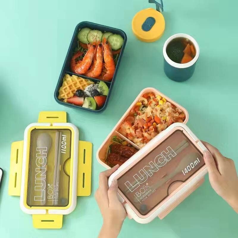 Portable Tiffin Lunch Box Supplier - Eco Friendly Plastic Kids School with Spoon