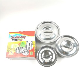 Cooking Pot Set Supplier - Stainless Steel Indian Thailand 3pcs Set Stock Pot