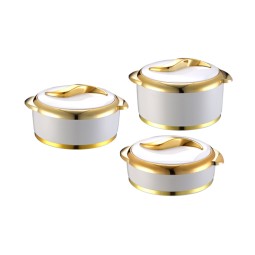 Insulated Hot Pot Set Supplier - Luxury Home Use 3 Pcs Set Stainless Steel Casserole