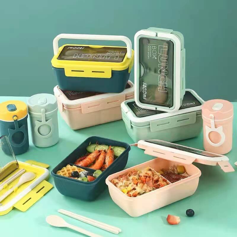 Portable Tiffin Lunch Box Supplier - Eco Friendly Plastic Kids School with Spoon