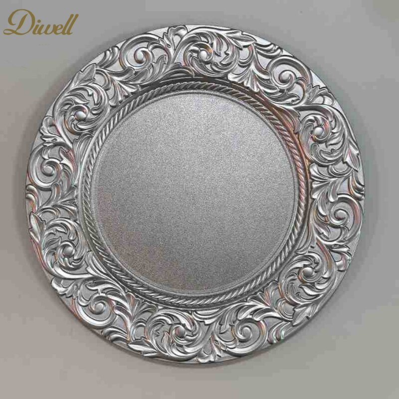 Round Charger Plate Factory - Dinnerware Plastic 13 Inch Gold Luxury High Quality