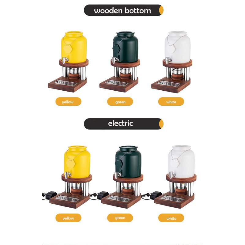 Electric Juice Dispenser Manufacturer - Durable 10L Wooden Base White Ceramic Milk
