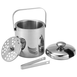 Ice Bucket Supplier - Factory SS304 Stainless Steel 1.3L with Lid and Strainer