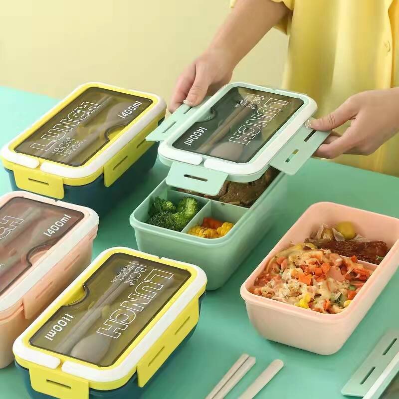 Portable Tiffin Lunch Box Supplier - Eco Friendly Plastic Kids School with Spoon