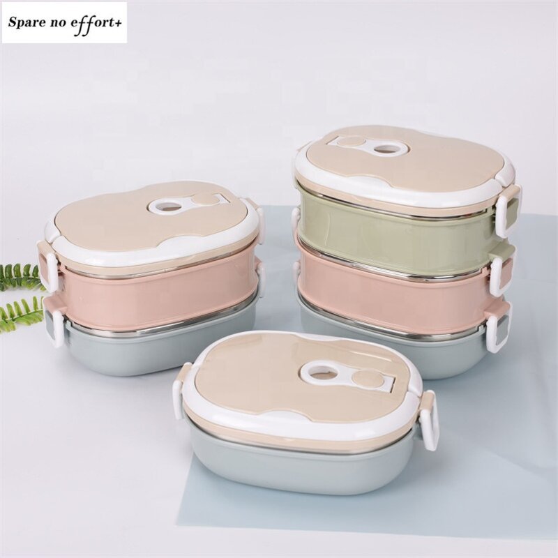 Food Container Lunch Boxes Factory - SS304 Stainless Steel 3 Layer with Plastic Airtight