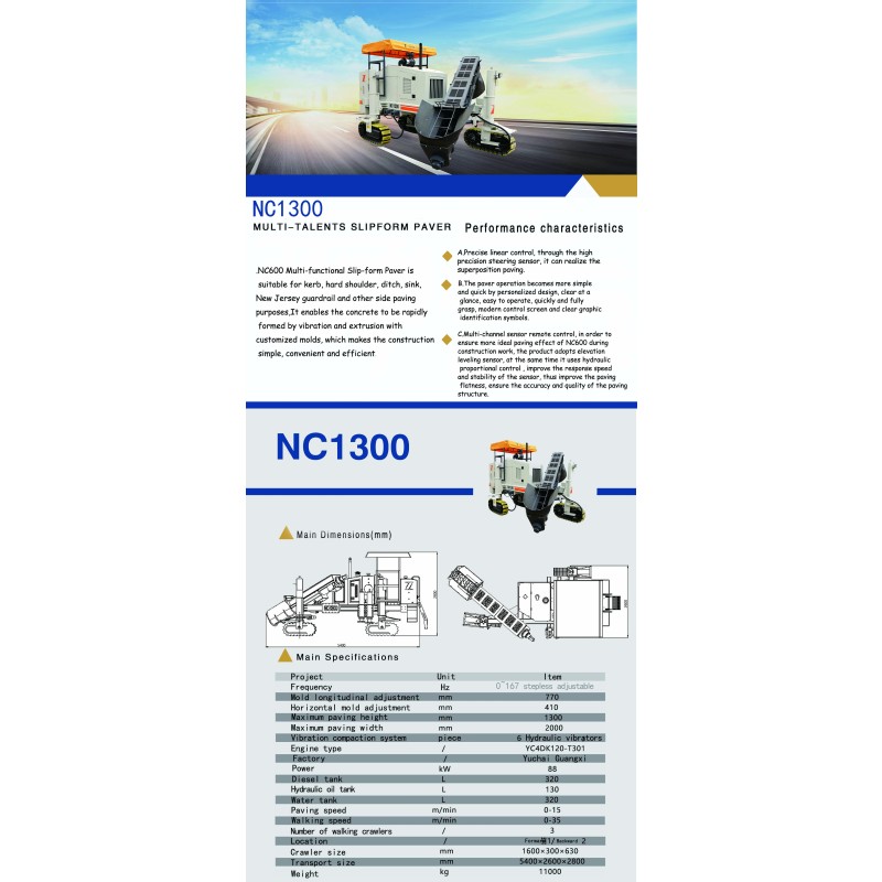 Slipform Paver Factory - Barrier Wall Paving Laying Machine